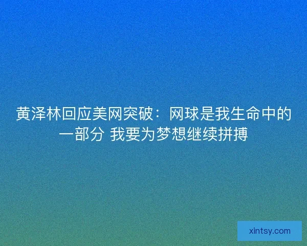 黄泽林回应美网突破:网球是我生命中的一部分 我要为梦想继续拼搏 黄泽林回应美网突破:网球是我生命中的一部分 我要为梦想继续拼搏