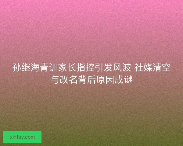 孙继海青训家长指控引发风波 社媒清空与改名背后原因成谜 孙继海青训家长指控引发风波 社媒清空与改名背后原因成谜