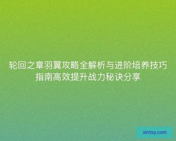 轮回之章羽翼攻略全解析与进阶培养技巧指南高效提升战力秘诀分享