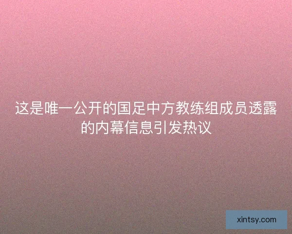 这是唯一公开的国足中方教练组成员透露的内幕信息引发热议 这是唯一公开的国足中方教练组成员透露的内幕信息引发热议